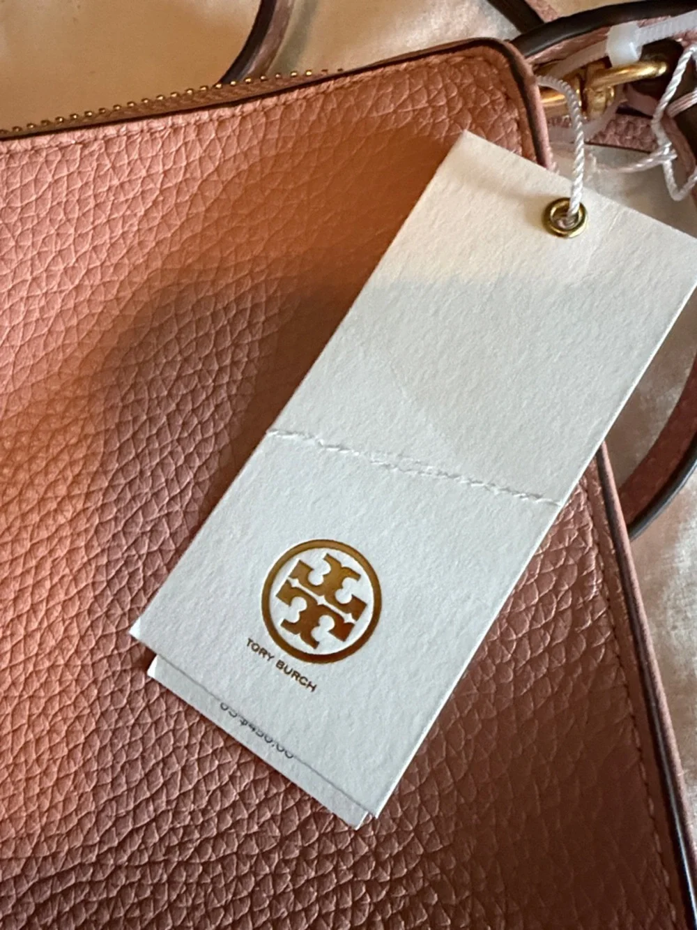 Tory Burch Blush Pink Pebbled Leather Crossbody with Gold Logo NWT